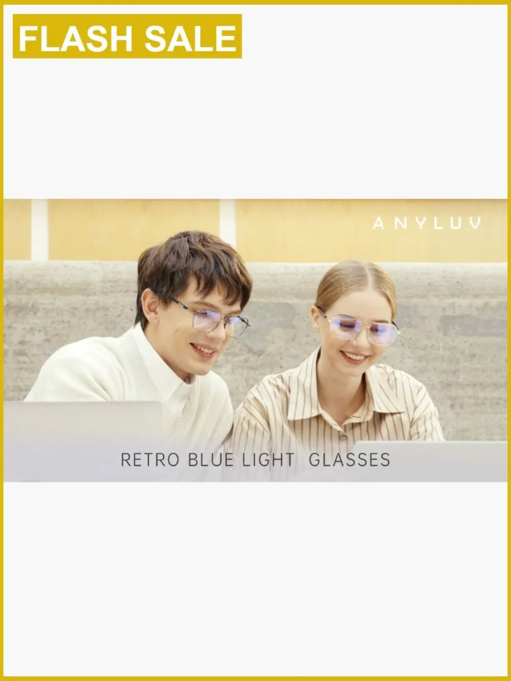 Blue Light Blocking Glasses, Computer Screen Eye Protection, Square Metal Frame